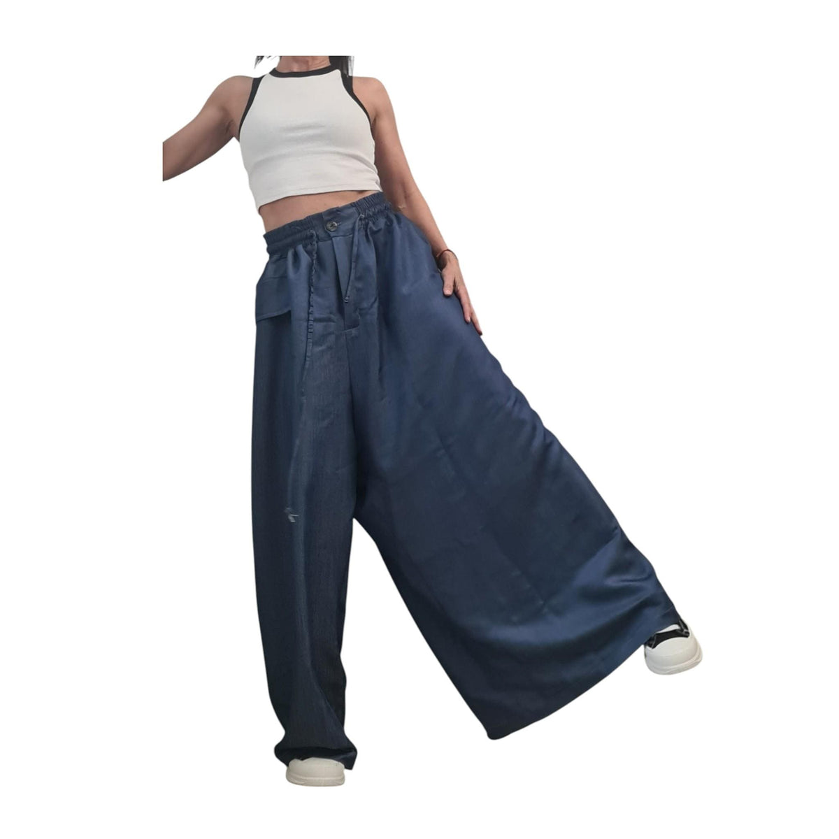 Asymmetric Wide-leg Denim Pants, Harem trousers, Plus Size pants for women