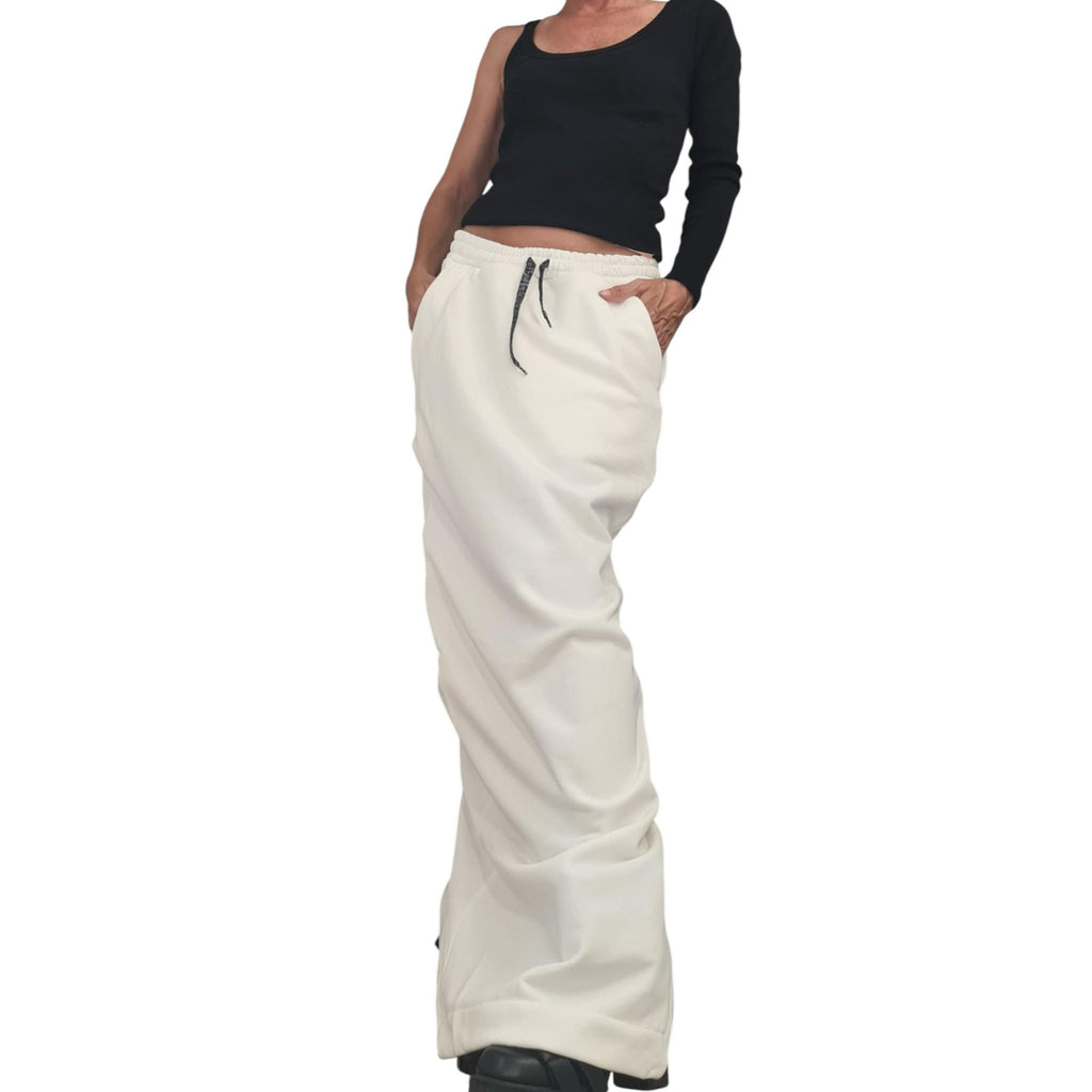 New collection White Extravagant Cotton Skirt, A Line Skirt, Long Slit Skirt, Gothic Skirt, Asymmetric Skirt, Sexy Skirt