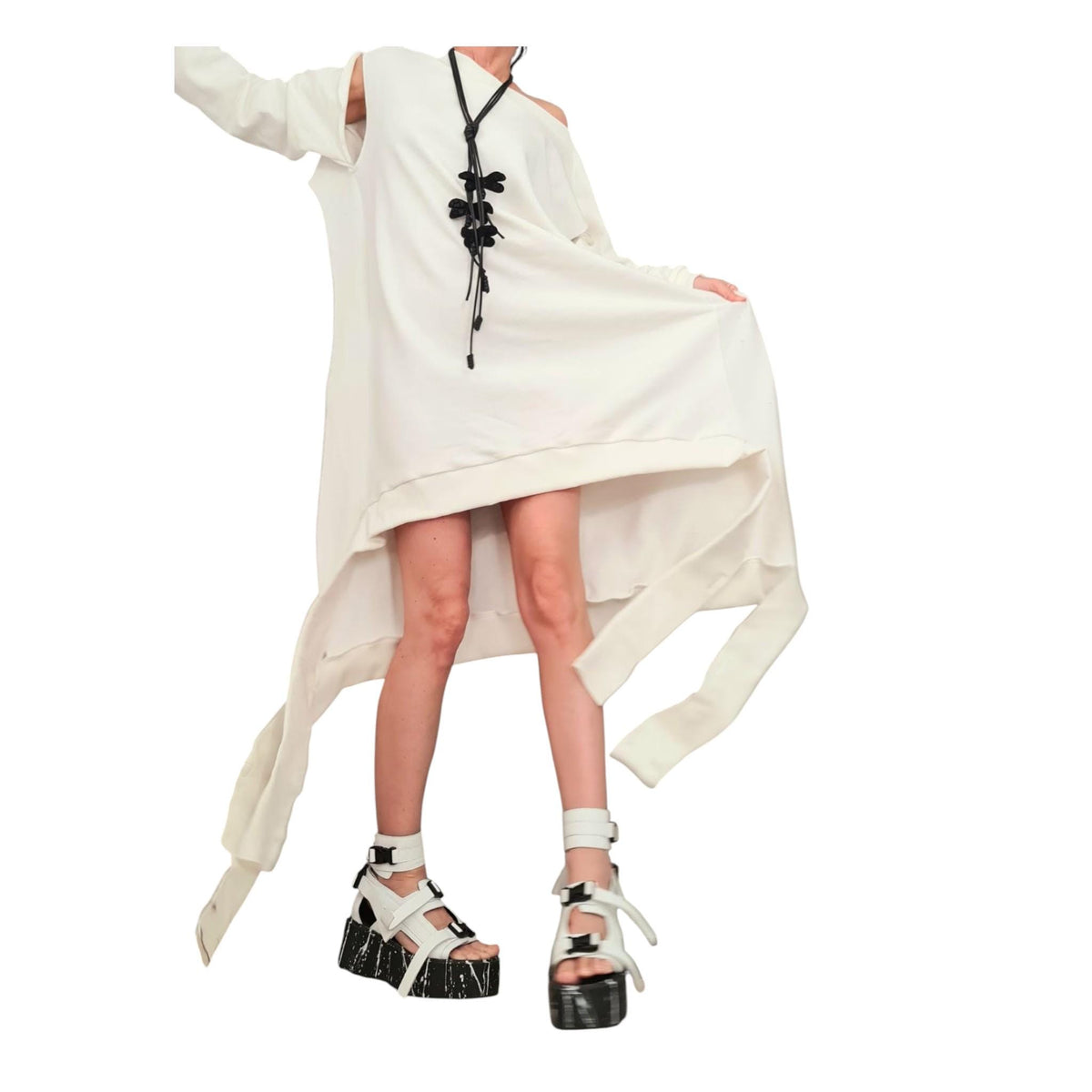 Asymmetrical Deconstructed Tunic, Avant Garde Oversize Cotton Top