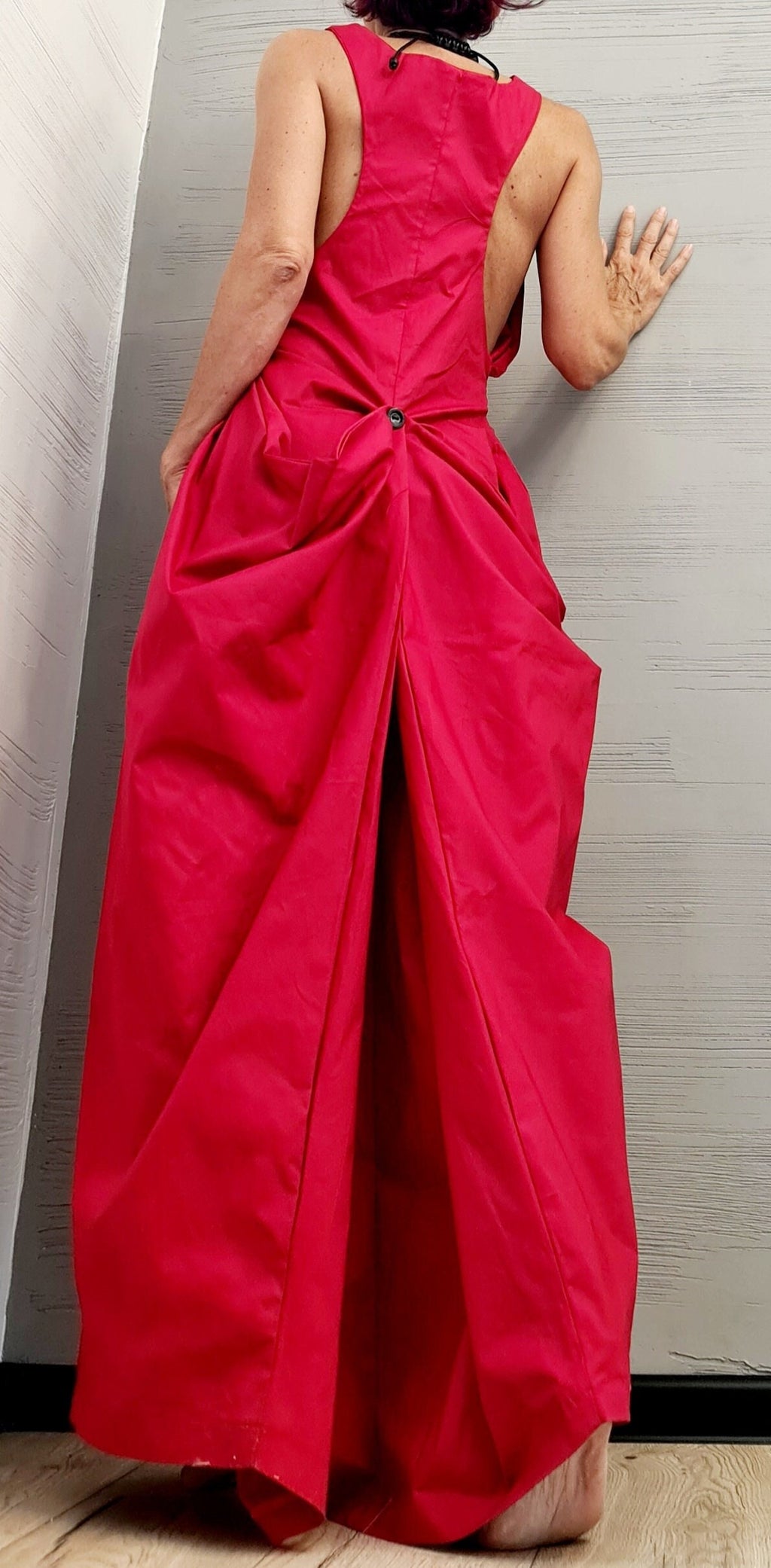 Royal Blue Open Back Maxi Dress, Sleeveless Loose Fit, Wide Silhouette, Adjustable Summer Design