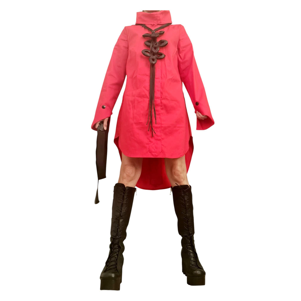 Red Asymmetric Shirt, Designer Oversized Tunic Avant Garde Clothing, Dress for Women