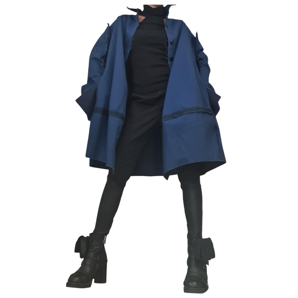 Handmade Asymmetric Denim Trench Coat,  Plus Size Clothing, Oversize Jacket