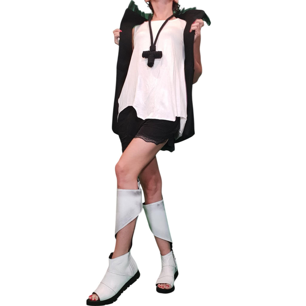Black Neoprene Backpack, Avant-Garde Rucksack, Extravagant Shoulder Bag