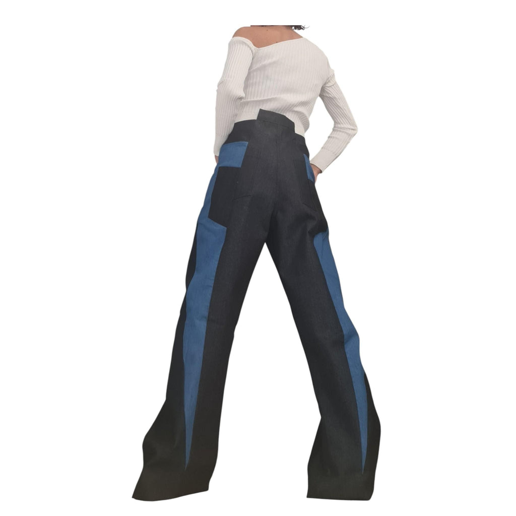 Extravagant Asymmetrical Denim Pants, Deconstructed Streetwear Bottoms