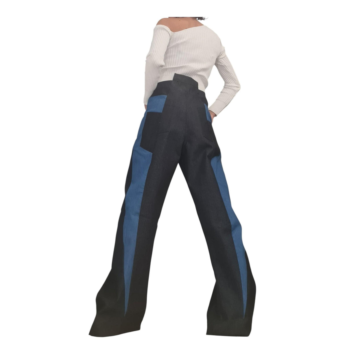 Extravagant Asymmetrical Denim Pants, Deconstructed Streetwear Bottoms