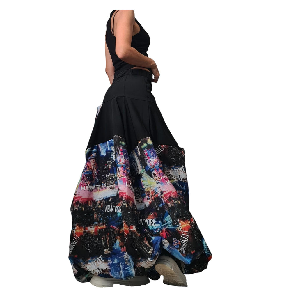 Asymmetric Skirt Dress with Print, High Circle Skirt for Women's