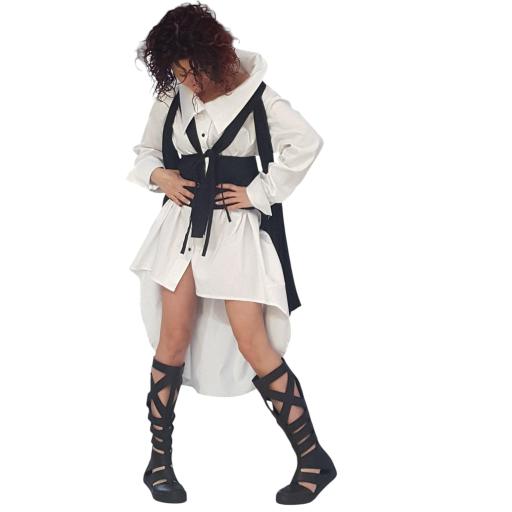 Black Asymmetrical Maxi Vest, Fitted Sleeveless Top, Long Draped Side Panels