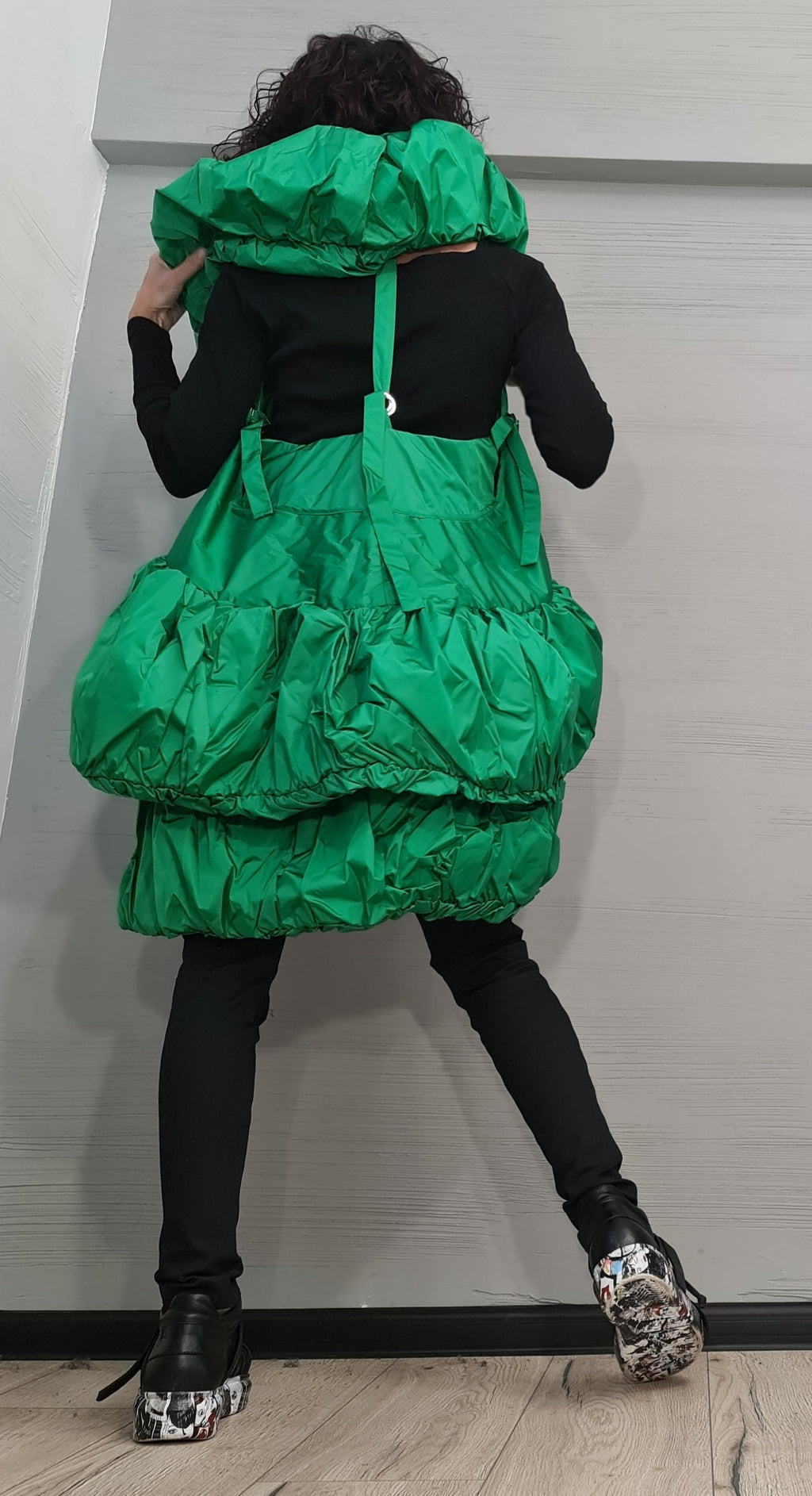 Green Oversized Puffer Vest, Sleeveless Winter Jacket, Plus Size Gilet