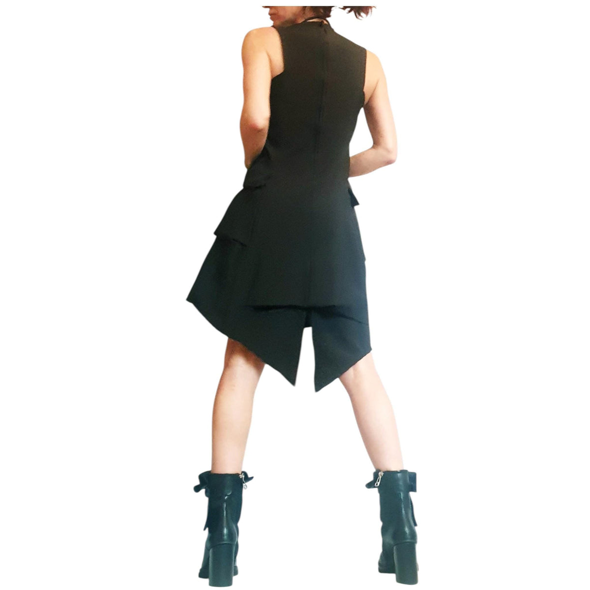 Gothic Black Dress Women, Asymmetric Sleeveless Cocktail Party Dress, Womens Clothing