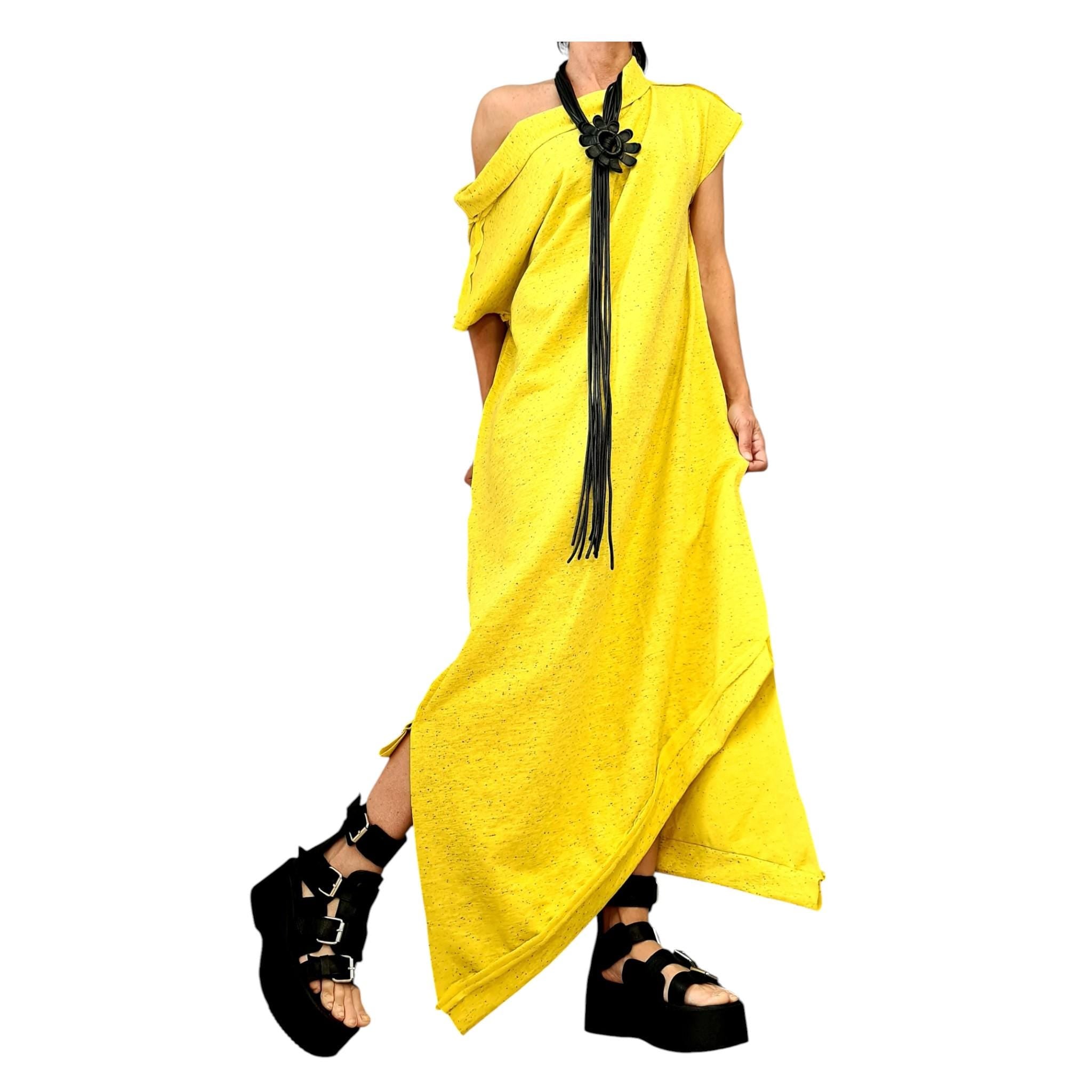 Extravagant Long Dress, Loose Maxi Dress Tunic, Plus Size Clothing, Oversize Dress, Asymmetric Dress, One Shoulder Dress, Cotton Tunic