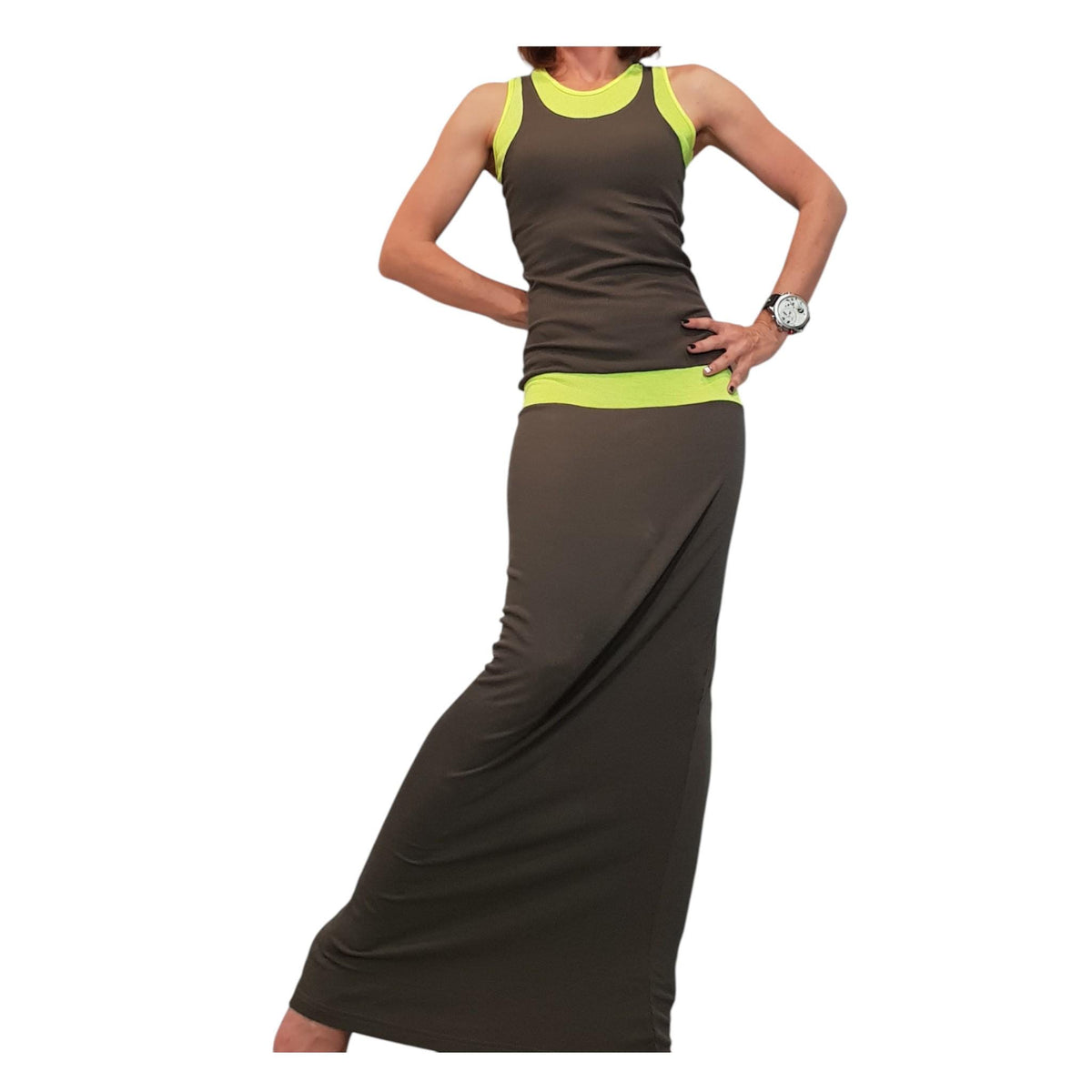 Long Fit Cotton Dress, Sleeveless Pencil Dress