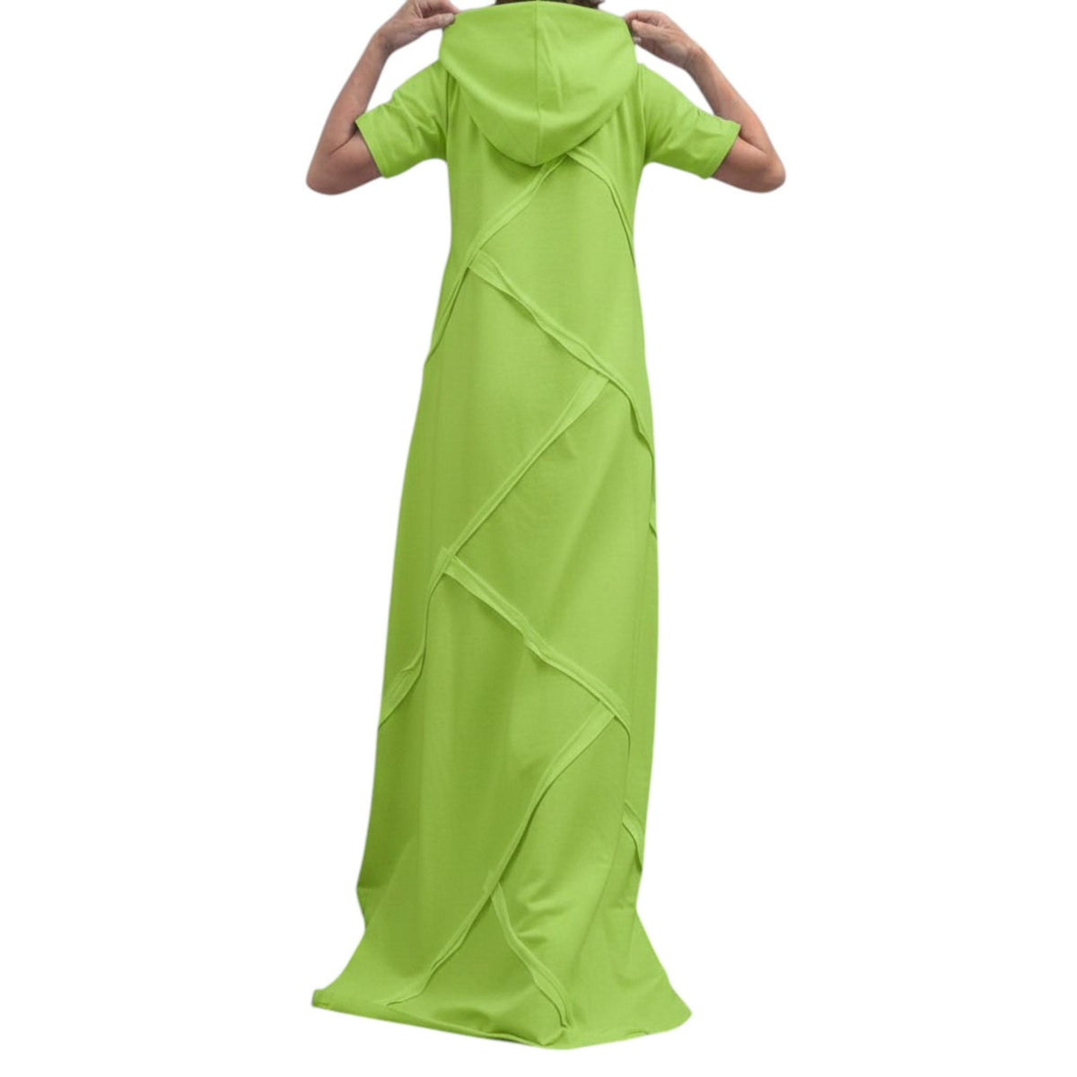 White Hooded Maxi Dress, Loose Summer Dress, Asymmetric Trim, Pockets, Short Sleeve Clothing