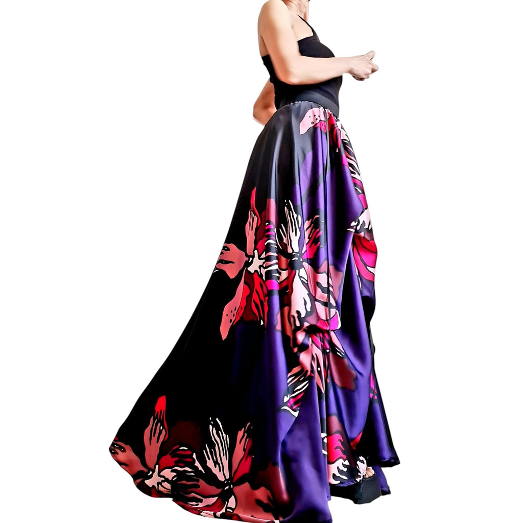 Satin Floral Tulle Bottom, Avant Garde Cocktail Artwear, Statement Party Piece