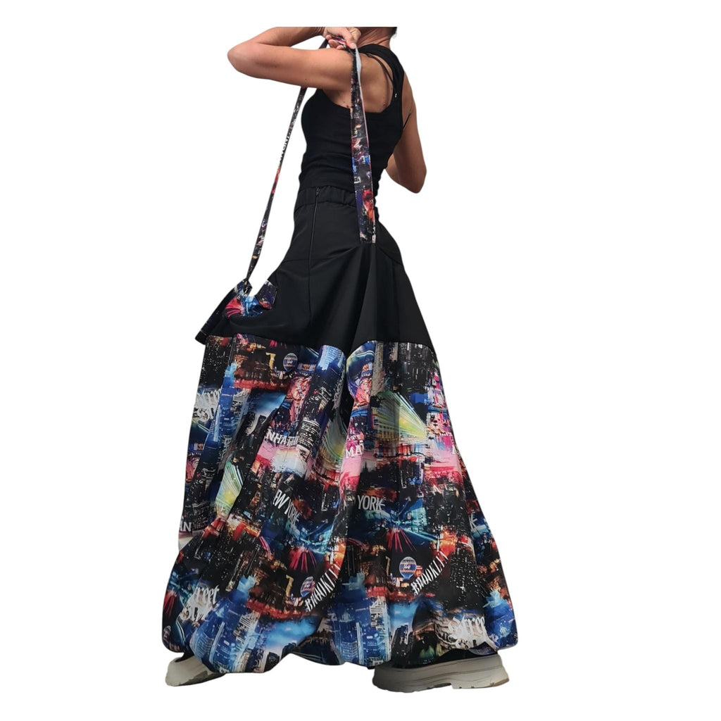 Asymmetric Skirt Dress with Print, High Circle Skirt for Women's