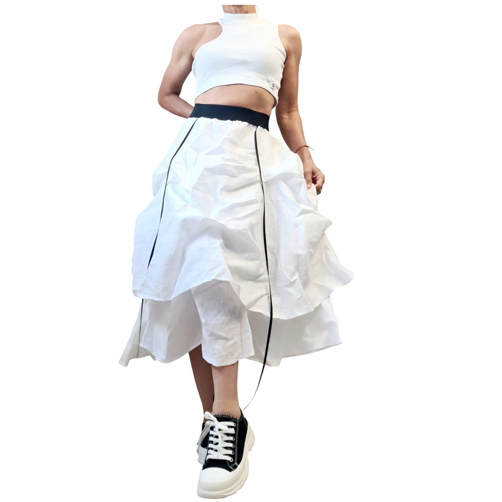 White Linen Skirt for Women, Asymmetric High Low Skirt, Convertible Dress, Summer Clothing