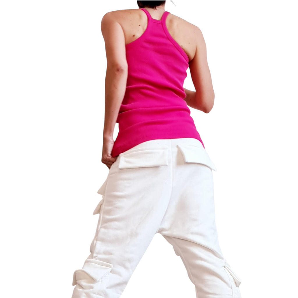 Hot Pink Ribbed Cotton Top | Sleeveless Summer Tank | Fuchsia Women’s Casual Top