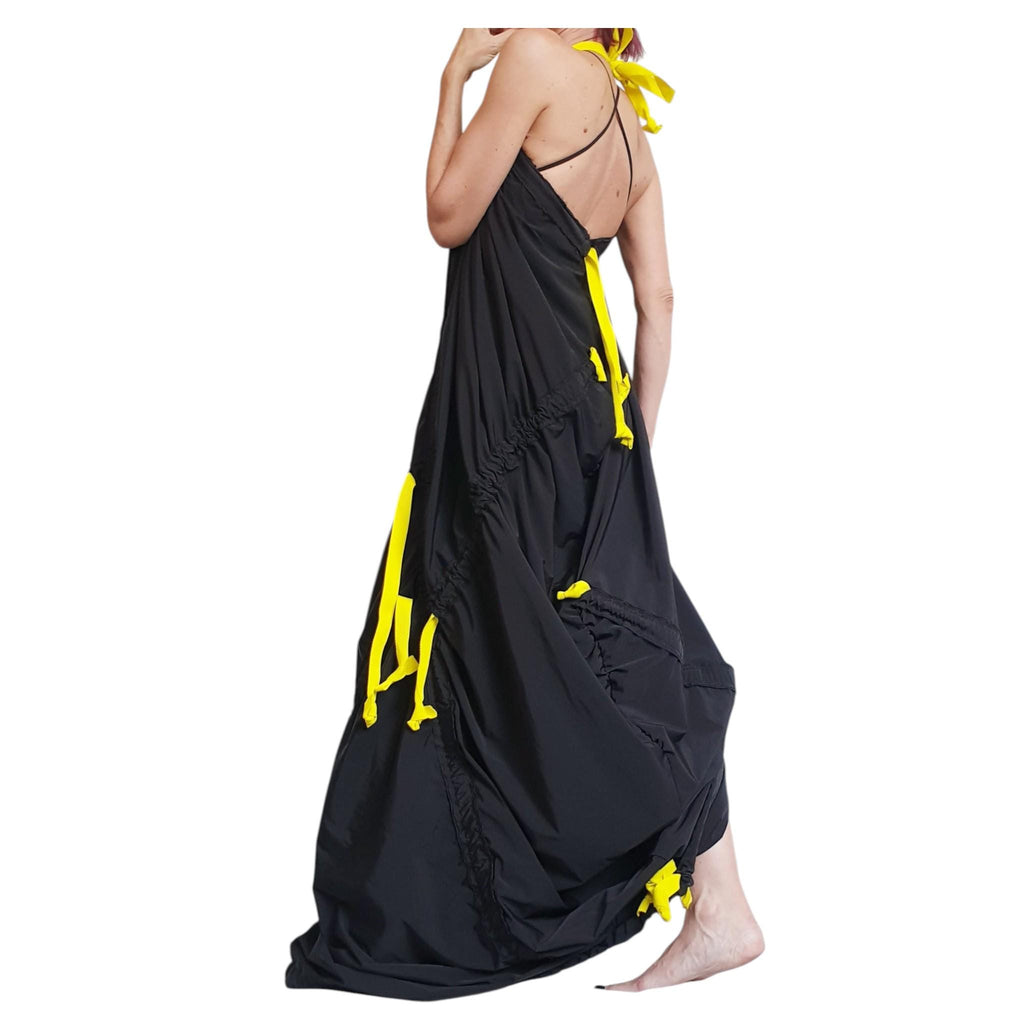 Black Maxi Kaftan Dress, Taffeta Sleeveless Loose Caftan, Plus Size Clothing