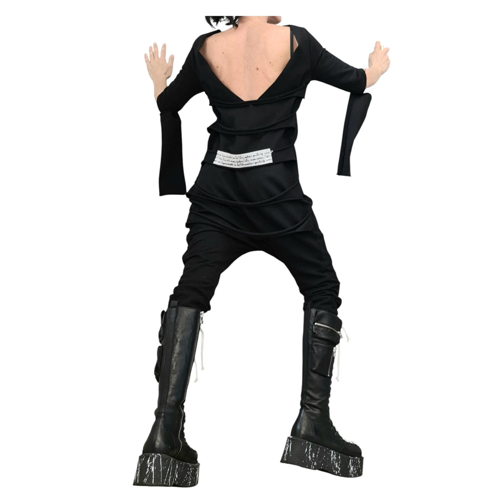 Black Harem Jumpsuit, Drop Crotch Overall, Open Back Style, Plus Size Clothing, Women Outfit