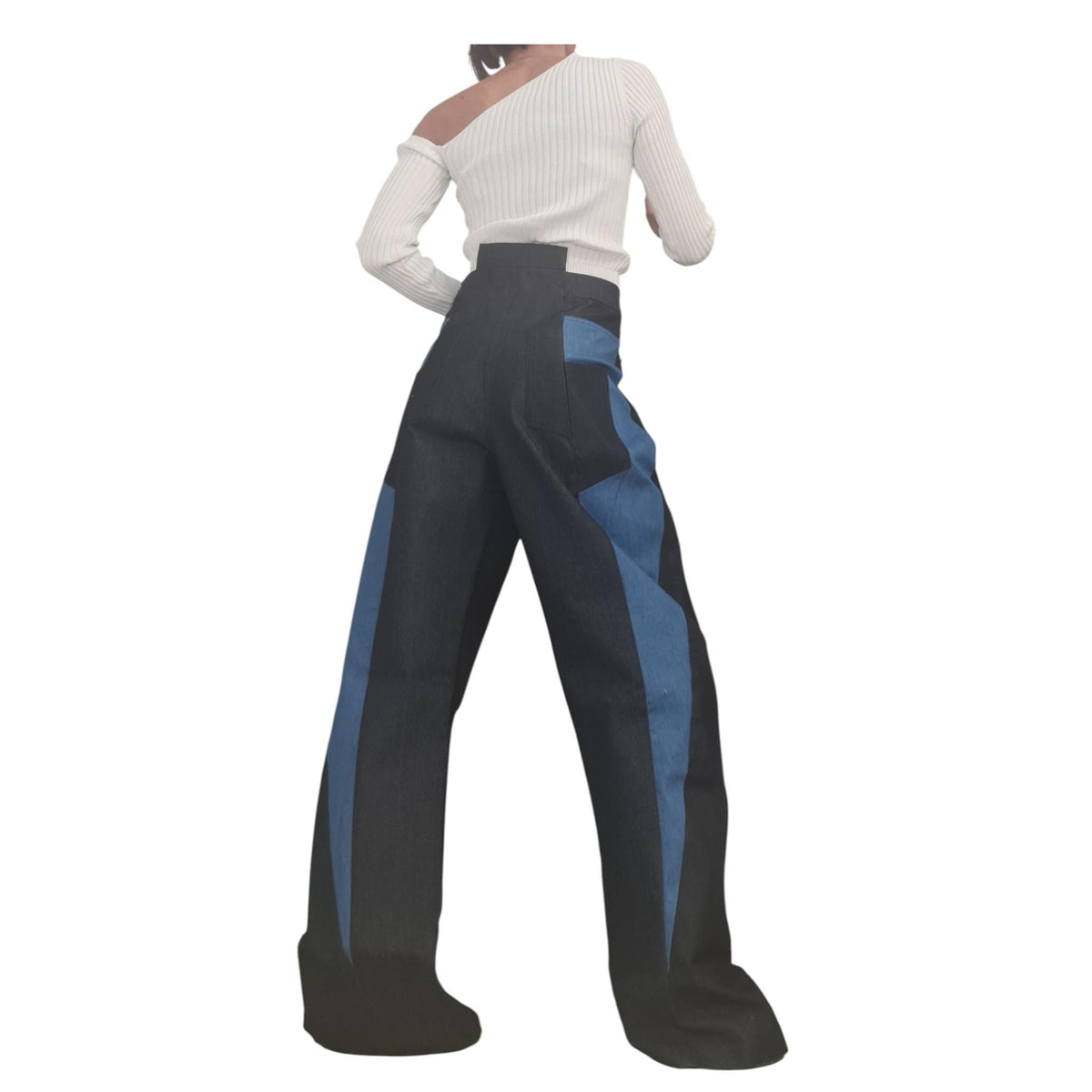 Extravagant Asymmetrical Denim Pants, Deconstructed Streetwear Bottoms