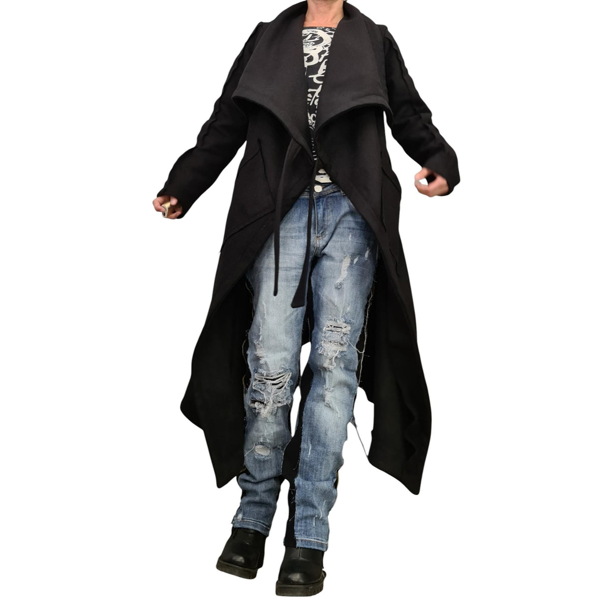 Pistachio Asymmetric Wool Blend Trench Coat, Oversized Wrap Design with Belt, Plus Size