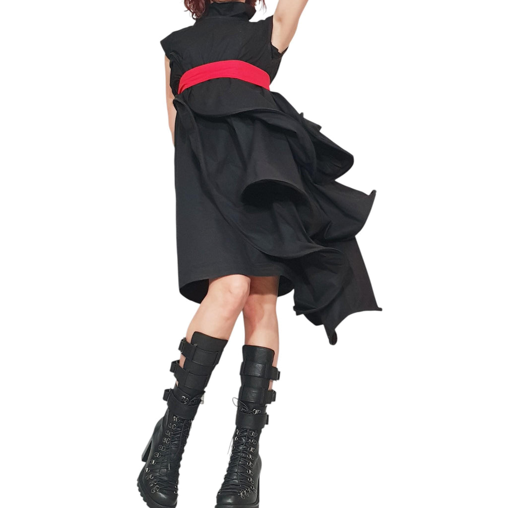 Asymmetric Cocktail Black Dress, Gothic Wedding or Ball Dress