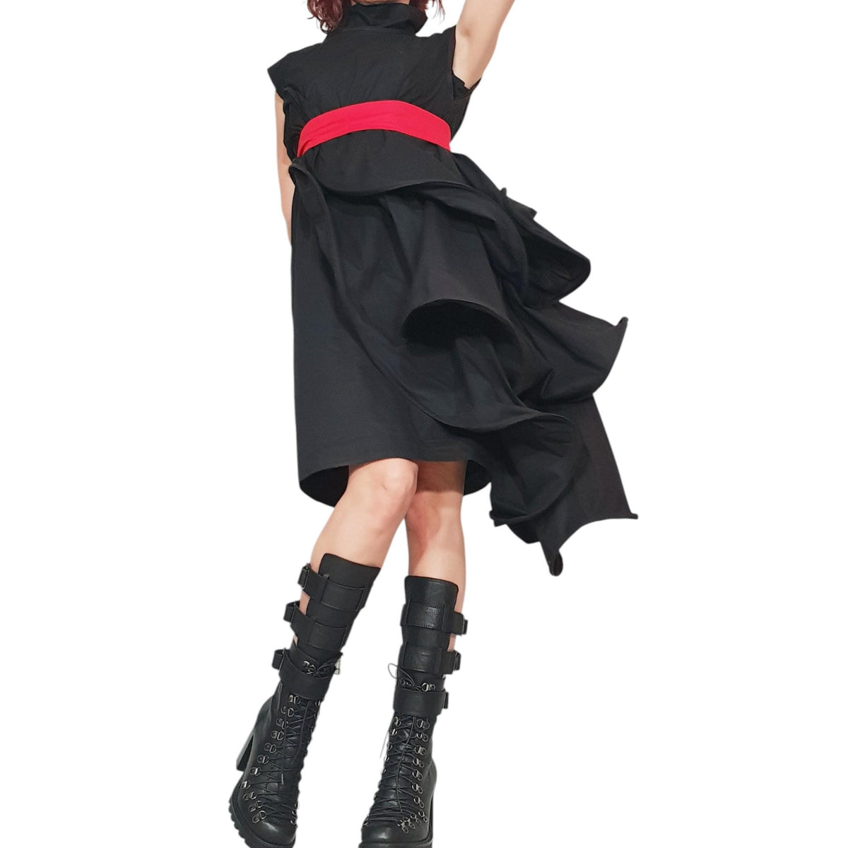 Asymmetric Cocktail Black Dress, Gothic Wedding or Ball Dress