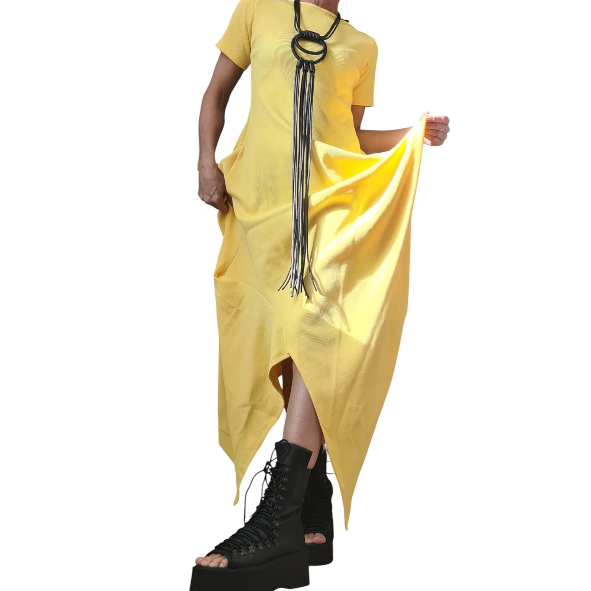 Royal Blue Cotton Rib Maxi Dress, Asymmetric Avant Garde Dress, Plus Size Kaftan