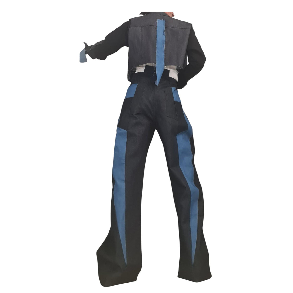 Extravagant Asymmetrical Denim Pants, Deconstructed Streetwear Bottoms