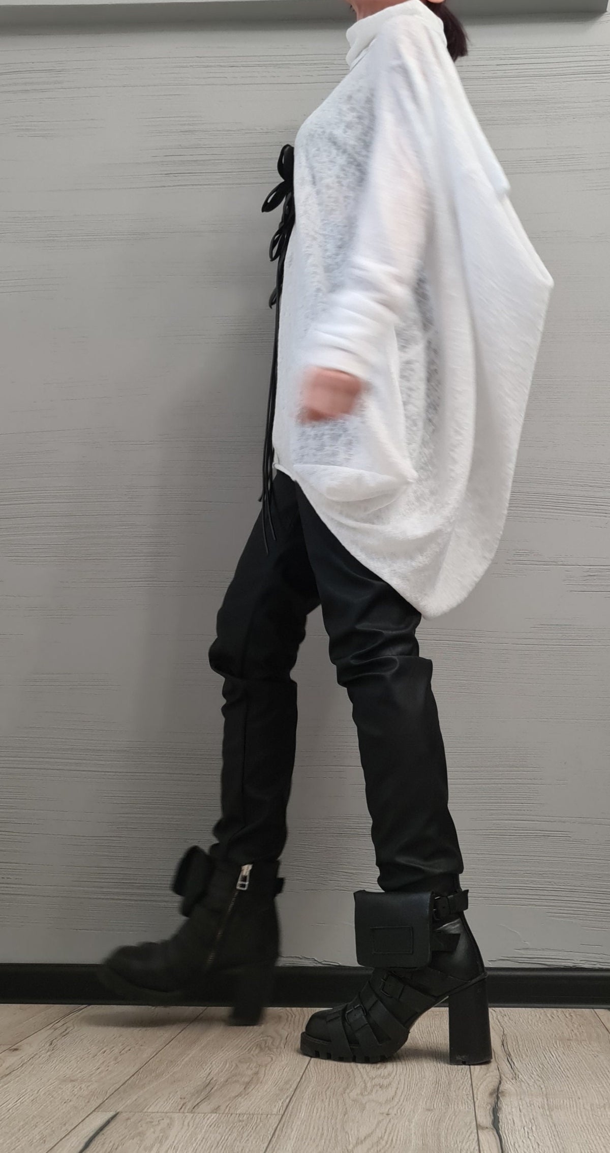 Asymmetrical Cotton Tunic, Avant Garde Deconstructed Loose Top