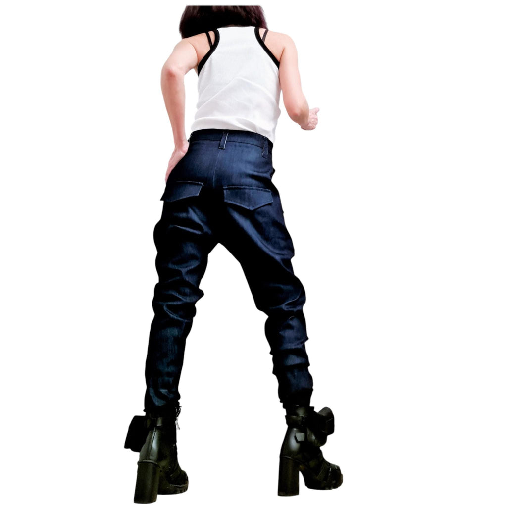 Denim Harem Pants: Urban Casual Style (Loose Fit, Pockets)