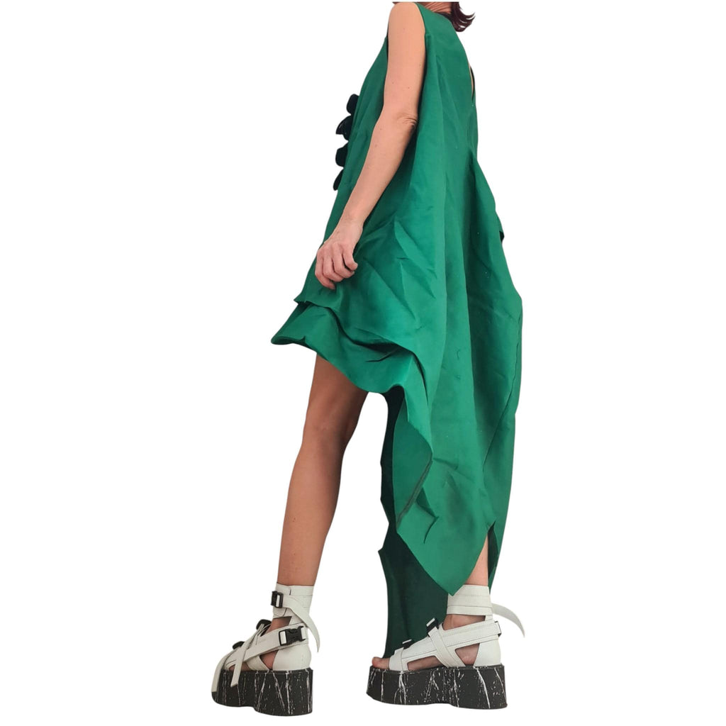 Green Linen Dress, High Low Asymmetric Design, Short Front Long Back, Sleeveless Linen Tunic