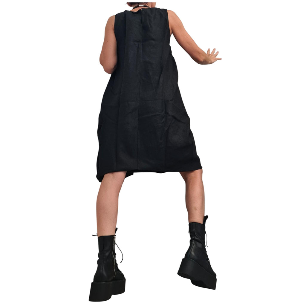 Black Linen Dress for Women, Gothic Sleeveless Dress, Loose Tunic, Plus Size Asymmetric Clothing