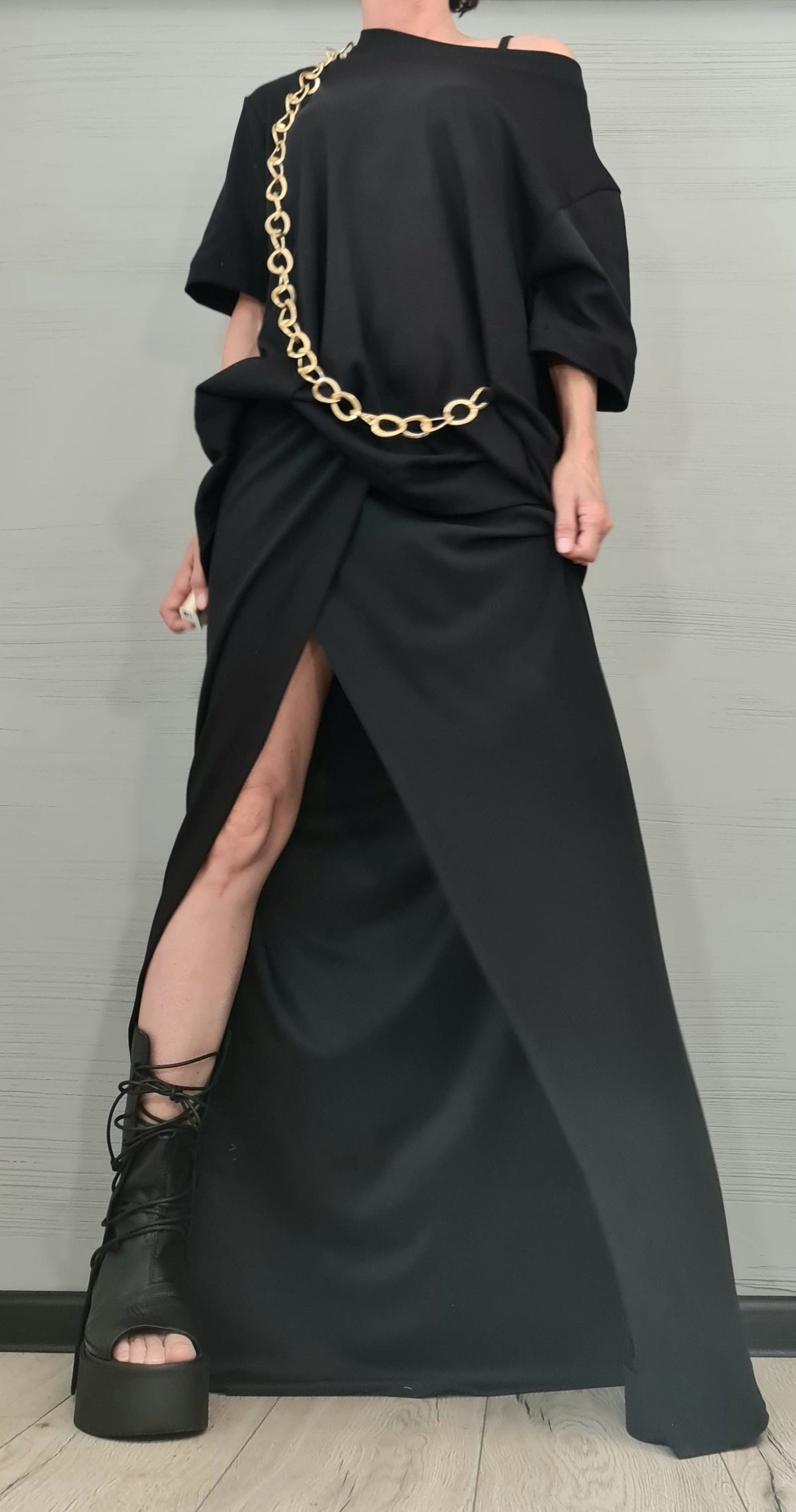 Asymmetrical Tunic Blouse, Avant Garde Deconstructed Top, Open Back Cotton Shirt