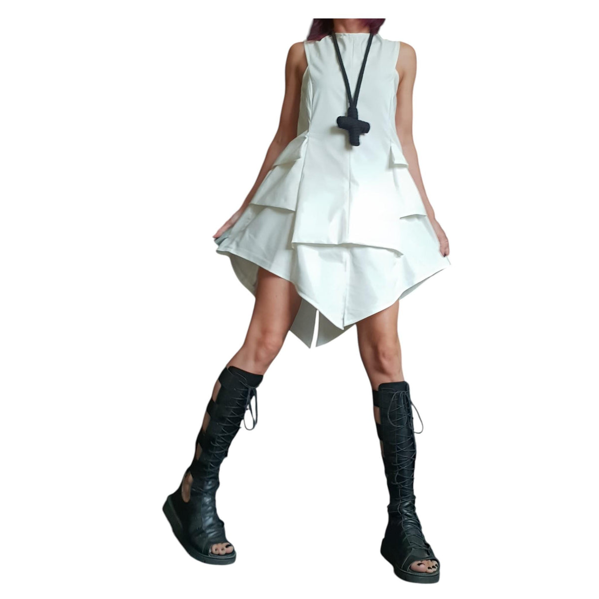 Gothic Black Dress Women, Asymmetric Sleeveless Cocktail Party Dress, Womens Clothing