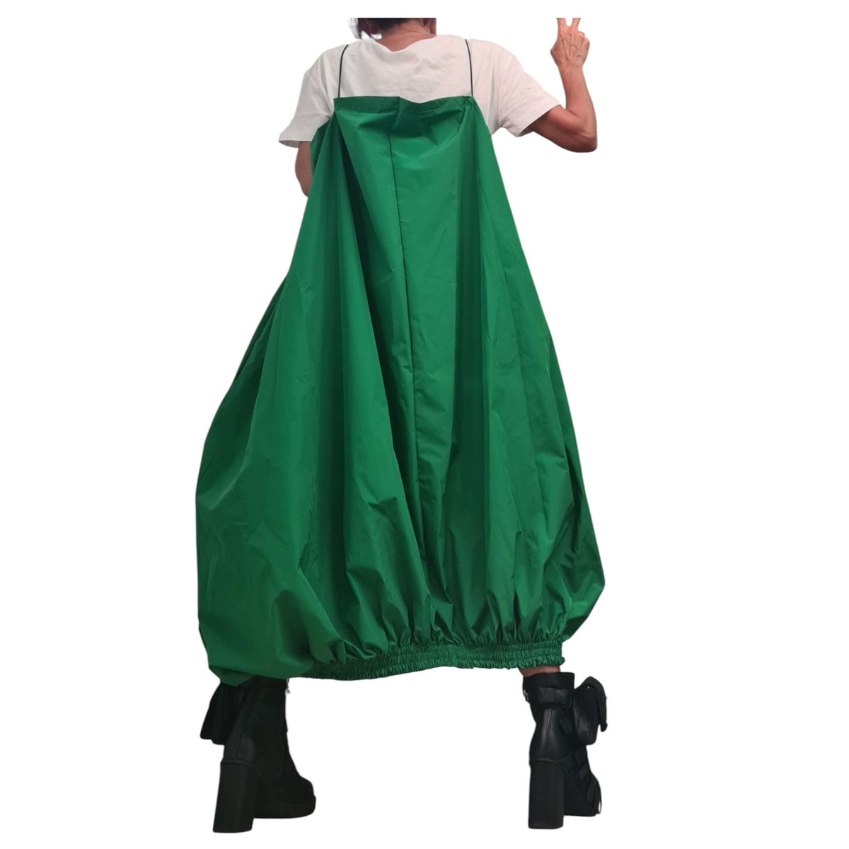 Green Long Short Loose Dress, Asymmetric Jumper Dress, Overall Tunic