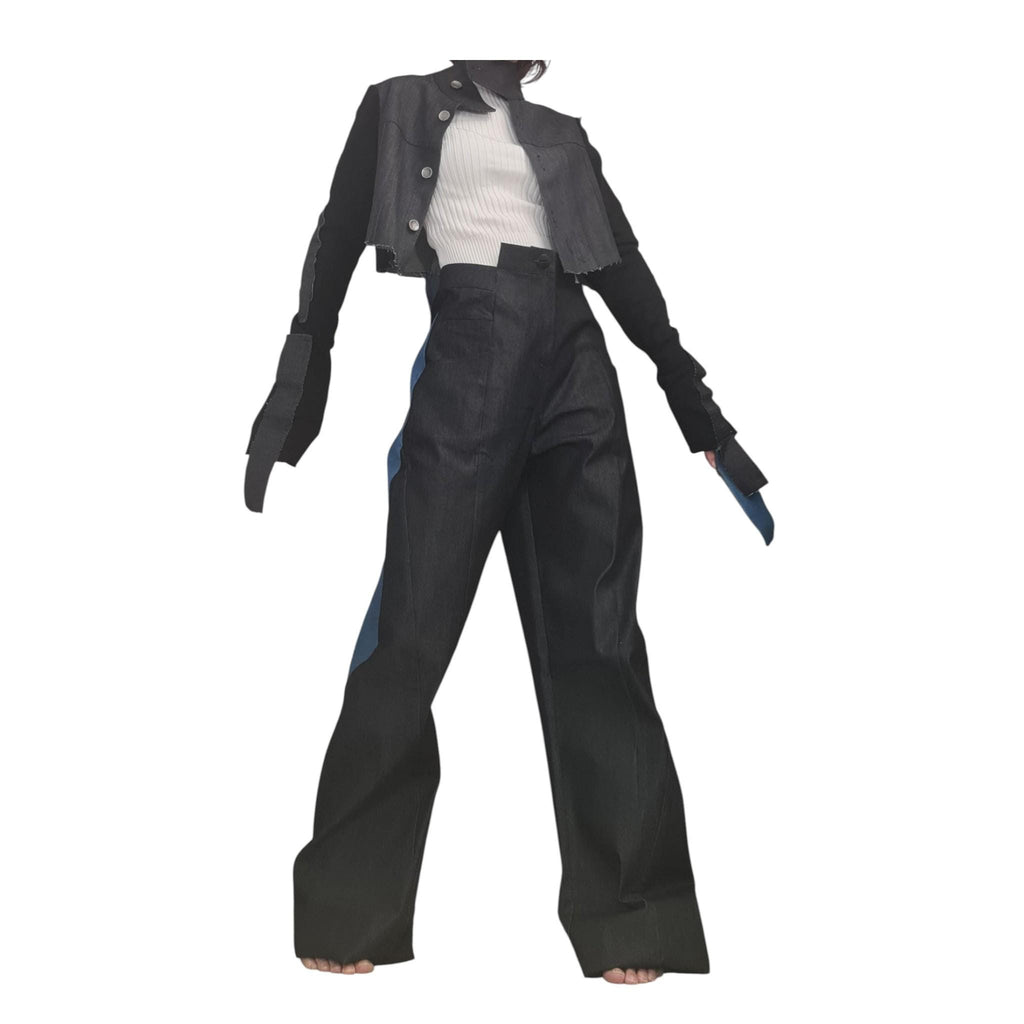 New collection Extravagant Denim Pants, Denim Loose Pants, Asymmetrical Pants, Deconstructed Denim, Women Denim Harem