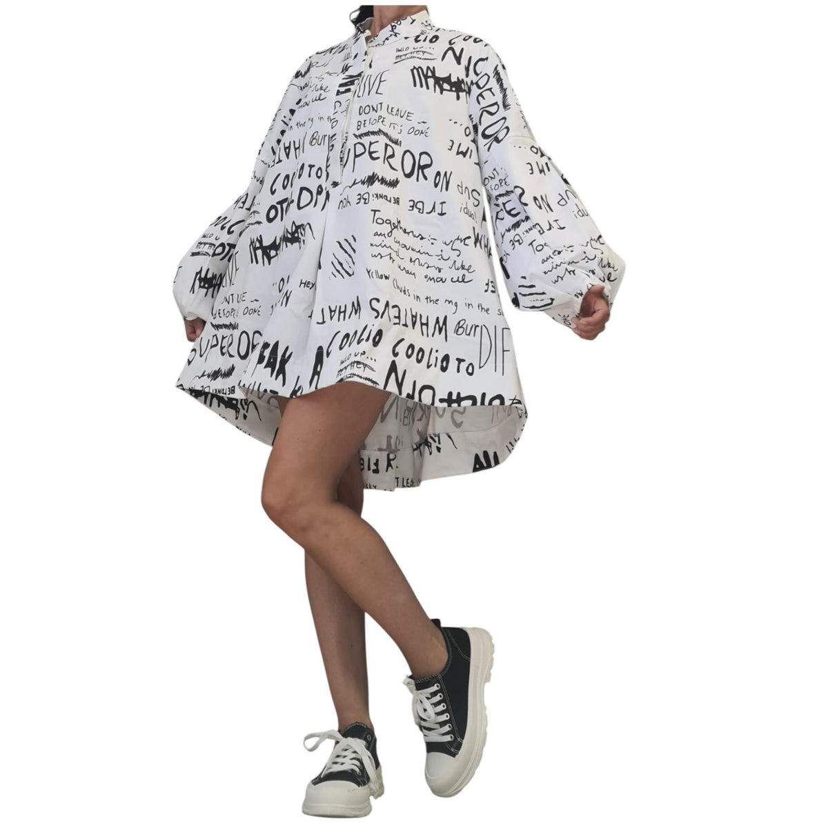 Extravagant Long Sleeve Shirt | Asymmetric Loose Tunic Dress | Oversize Avant Garde Top DRESSSHOESCODE
