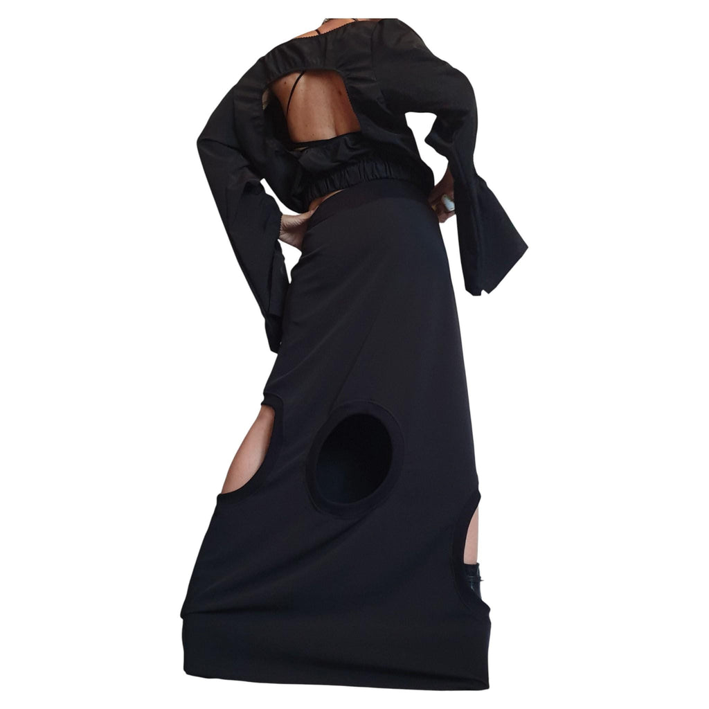 Avant Garde Yellow Skirt, Loose Maxi Asymmetric Oversize Women Clothing, Convertible Outfit