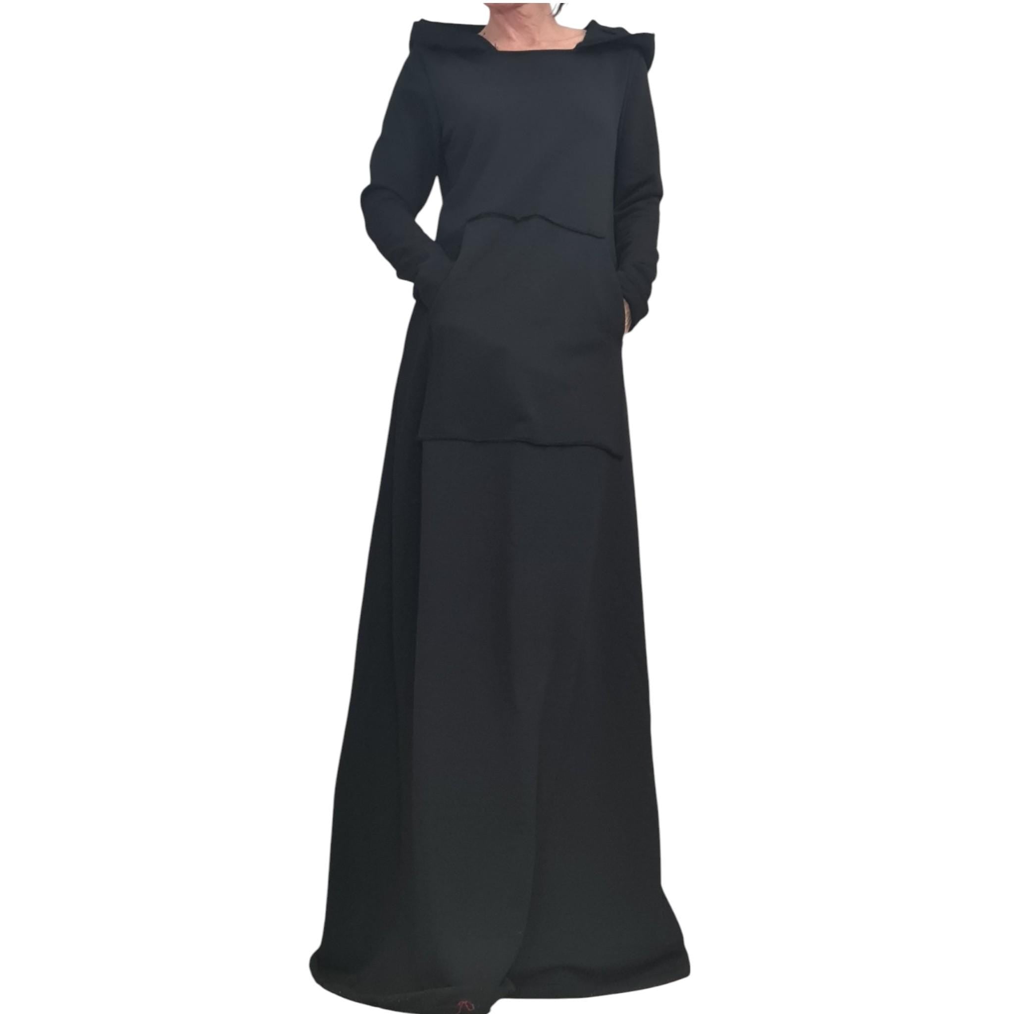 Long Hooded Dress, Black Dress, Plus Size Clothing, Cotton Dress, Extravagant Dress, Long Sleeve Dress, New collection
