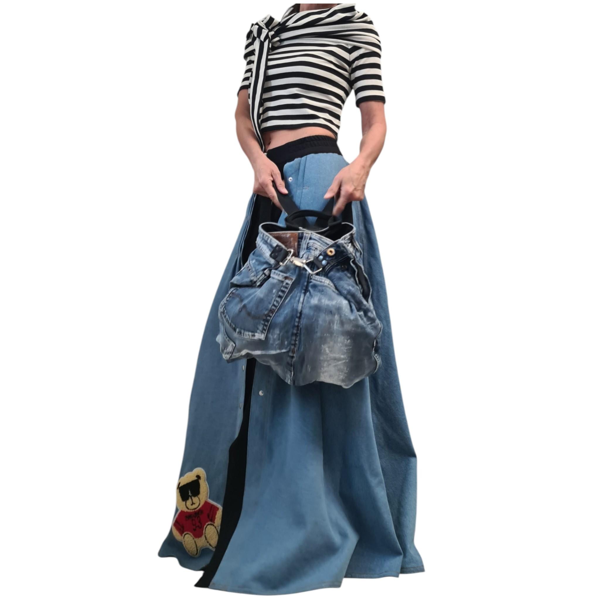 Extravagant Denim Bag, Avant Garde Handmade Bag Backpack