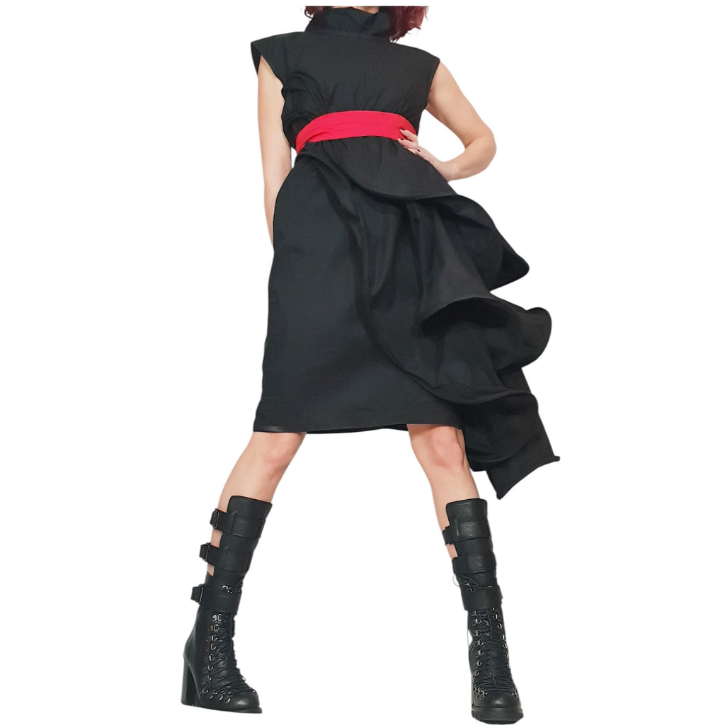 Asymmetric Cocktail Black Dress, Gothic Wedding or Ball Dress
