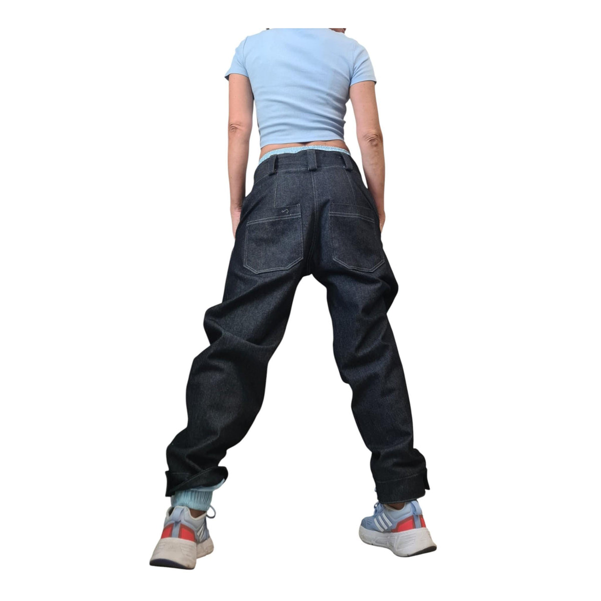 Extravagant Denim Harem Pants, Avant Garde Women's Trousers