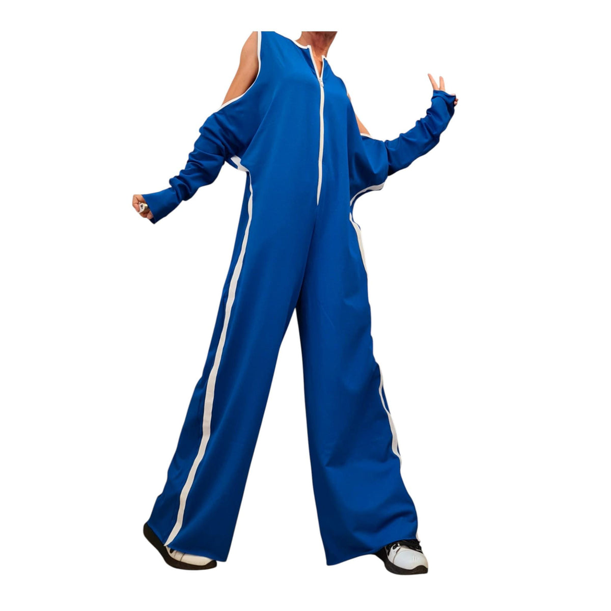 Red Cotton Harem Jumpsuit, Wide Leg Overall, With and without sleeve