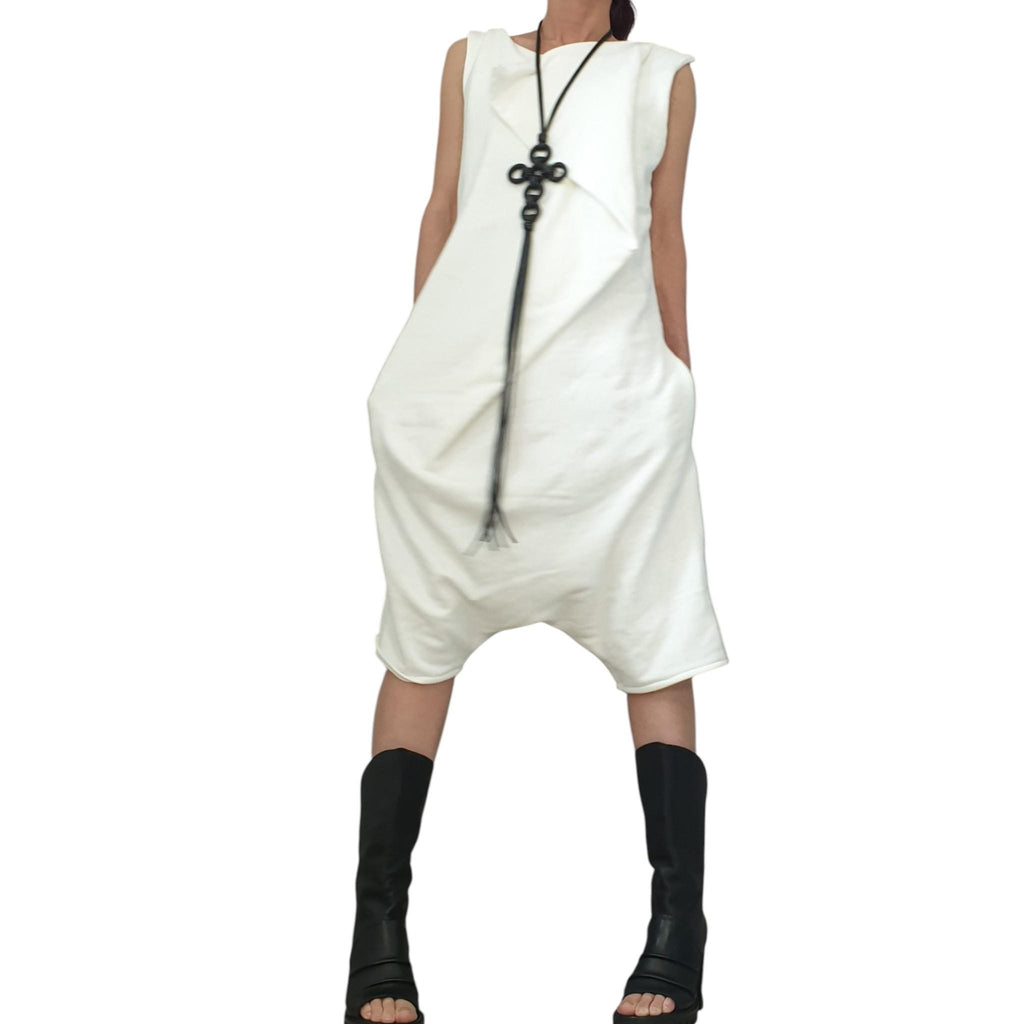 Asymmetric Cotton Harem Jumpsuit, Extravagant Loose Women Overall