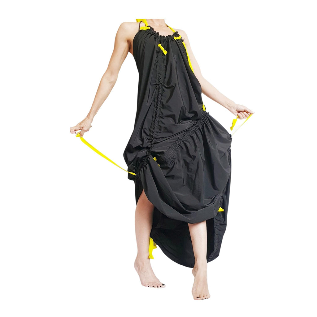 Black Maxi Kaftan Dress, Taffeta Sleeveless Loose Caftan, Plus Size Clothing