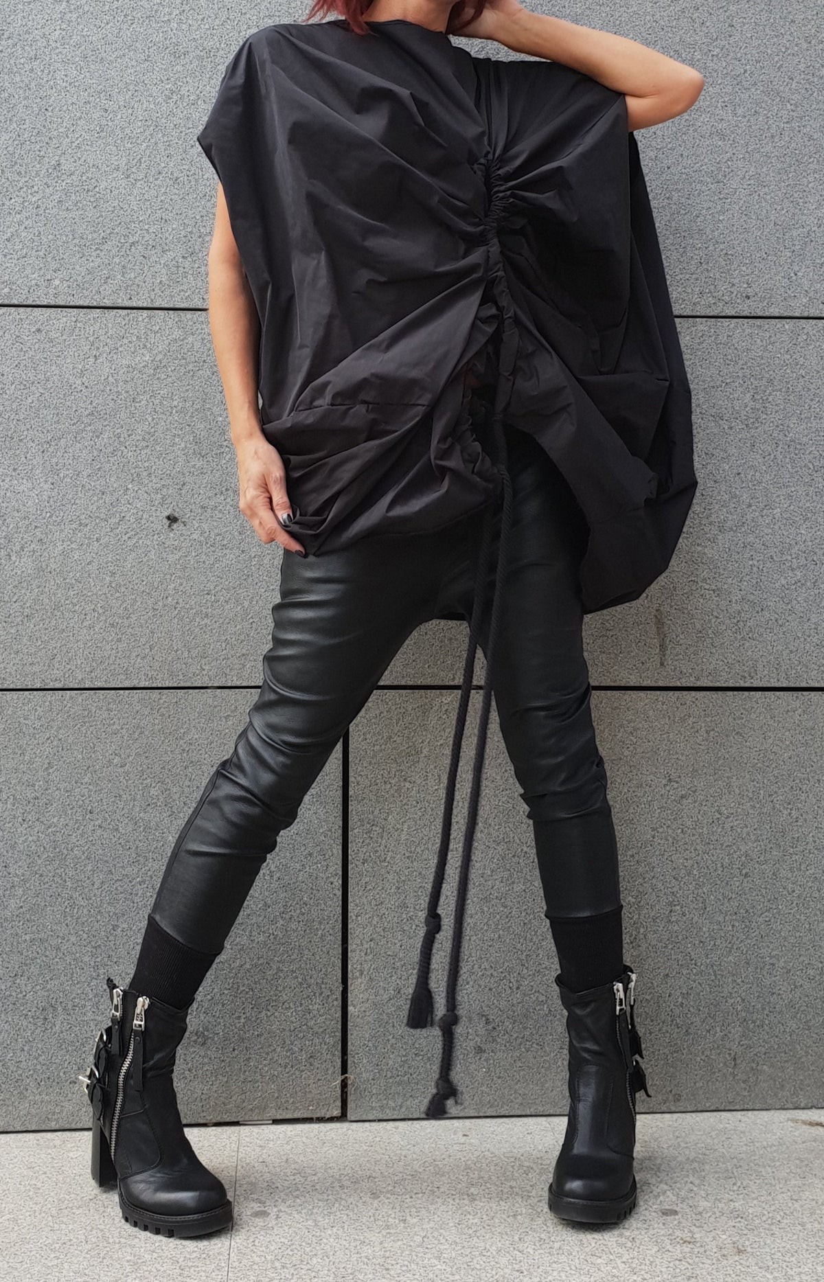 Asymmetric Taffeta Tunic, Avant Garde Loose Top, Deconstructed Sleeveless Design, Artistic Oversize Conceptual Clothing