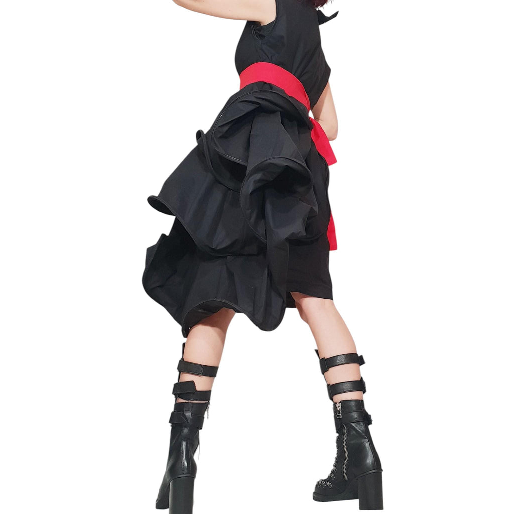 Asymmetric Cocktail Black Dress, Gothic Wedding or Ball Dress
