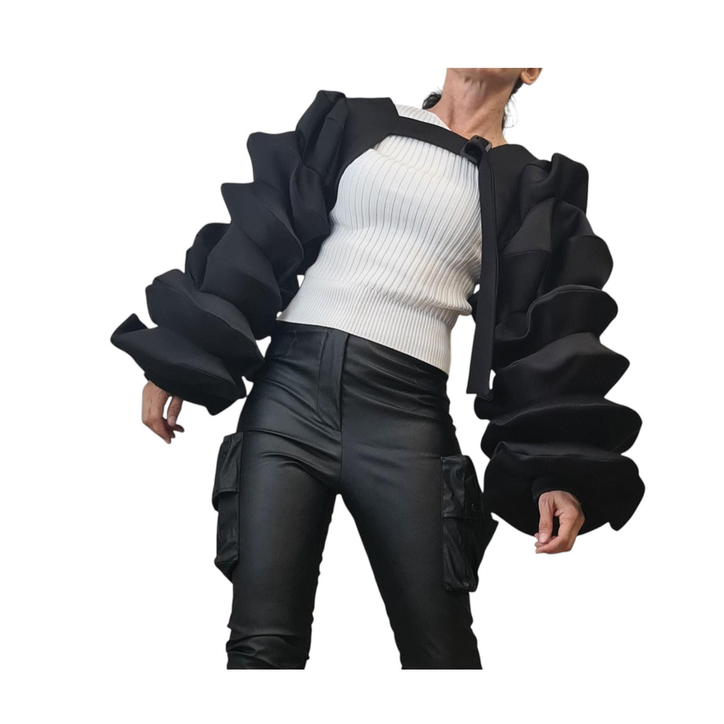 Wedding Cover Up, Black Gothic Sleeves, Cocktail Layering Bolero For Women