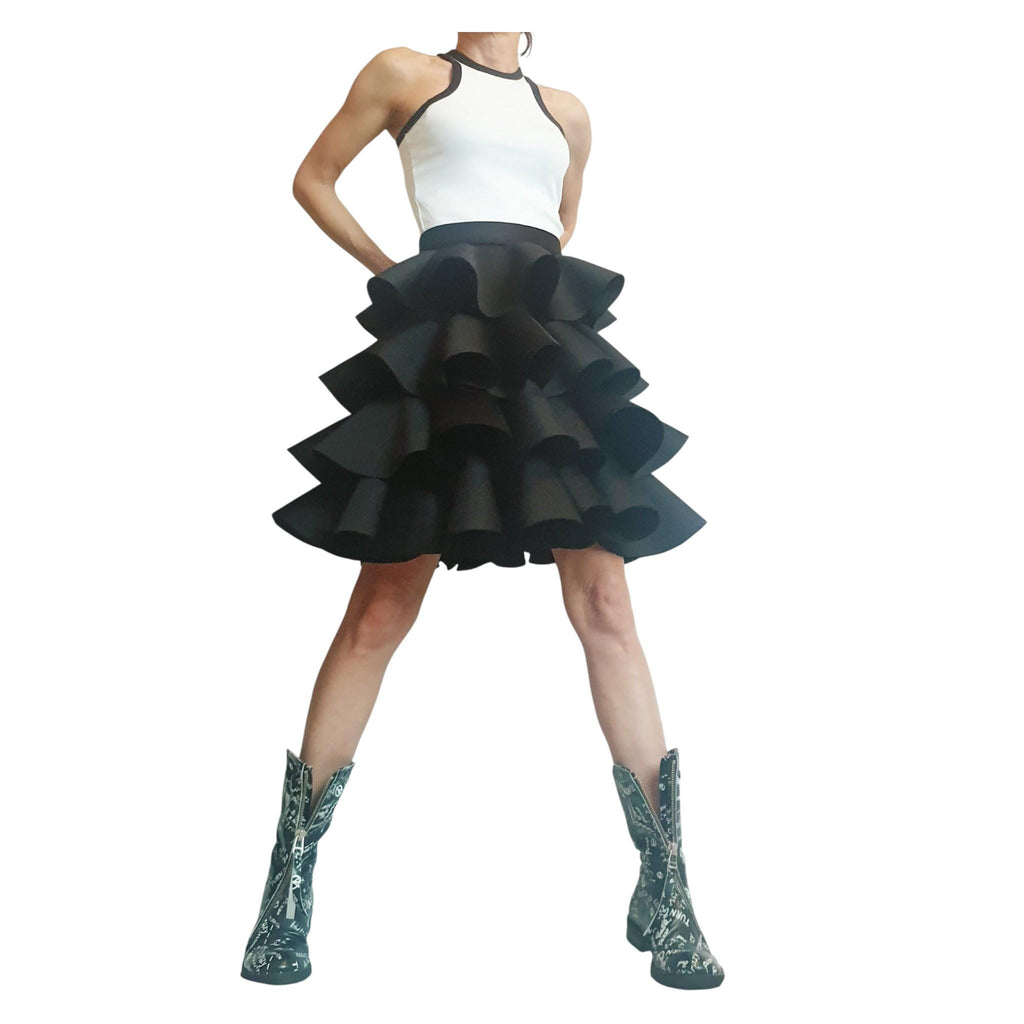 Circle Black Skirt, Extravagant Skirt, Ball Skirt, Cocktail Skirt, Gothic Skirt, Asymmetric Skirt, Wedding Skirt, Waist Skirtр Waves Skirt