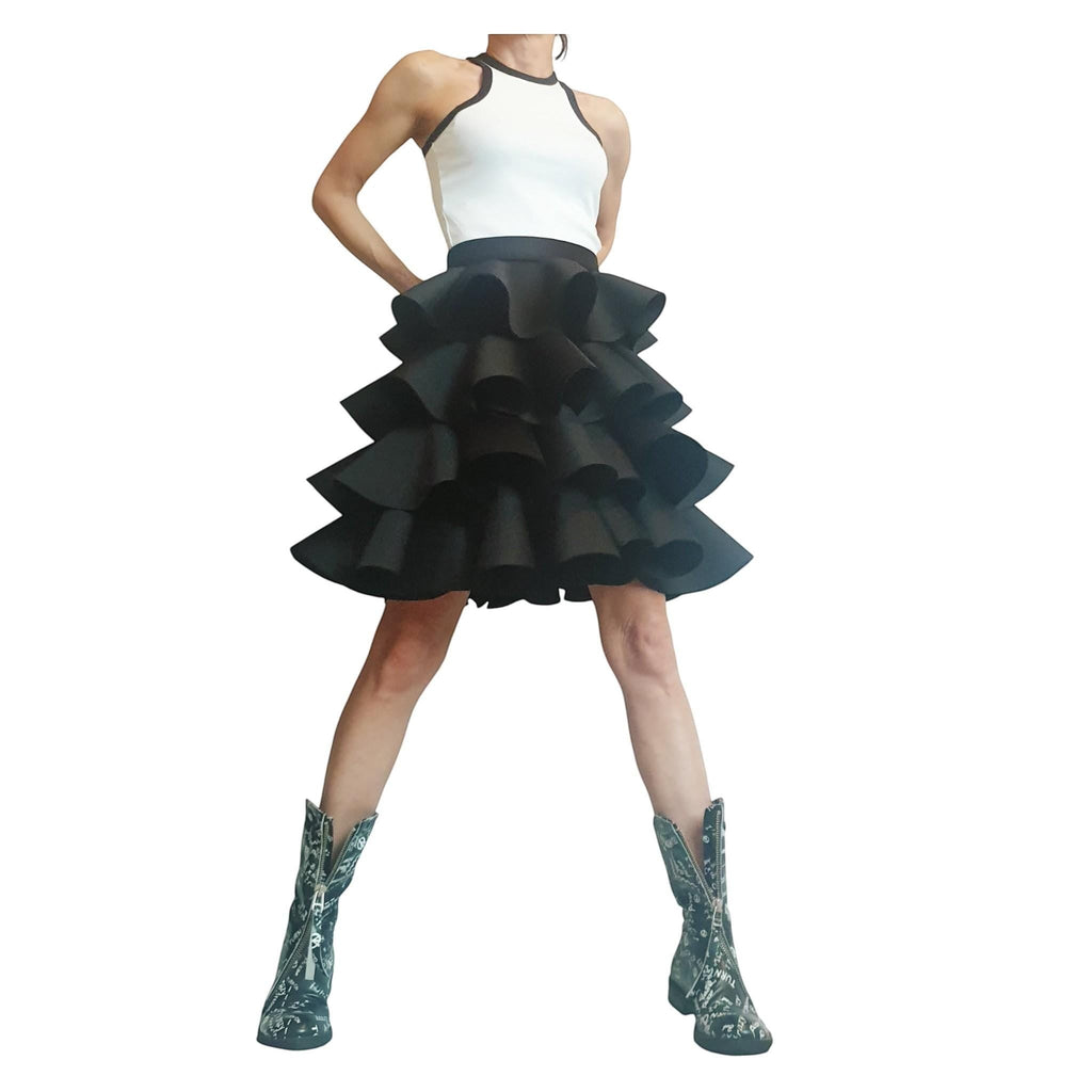 Circle Black Skirt, Extravagant Skirt, Ball Skirt, Cocktail Skirt, Gothic Skirt, Asymmetric Skirt, Wedding Skirt, Waist Skirtр Waves Skirt